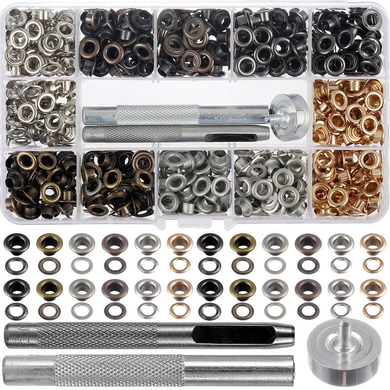 YORANYO 480 Sets Grommet Kit for Fabric Mixed Color Eyelets Set for Leather with Install Tool Storage Box for Scrapbooking Card Making Leather Craft Shoes Clothes Bags Fabric Canvas Paper Craft Inner 0.2 Inch - Image 1